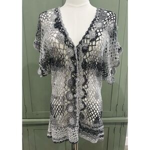 Gaby &‎ Eden Crochet Overlay Top Cardigan Y2K Fairy Grunge Goth Indie Whimsigoth